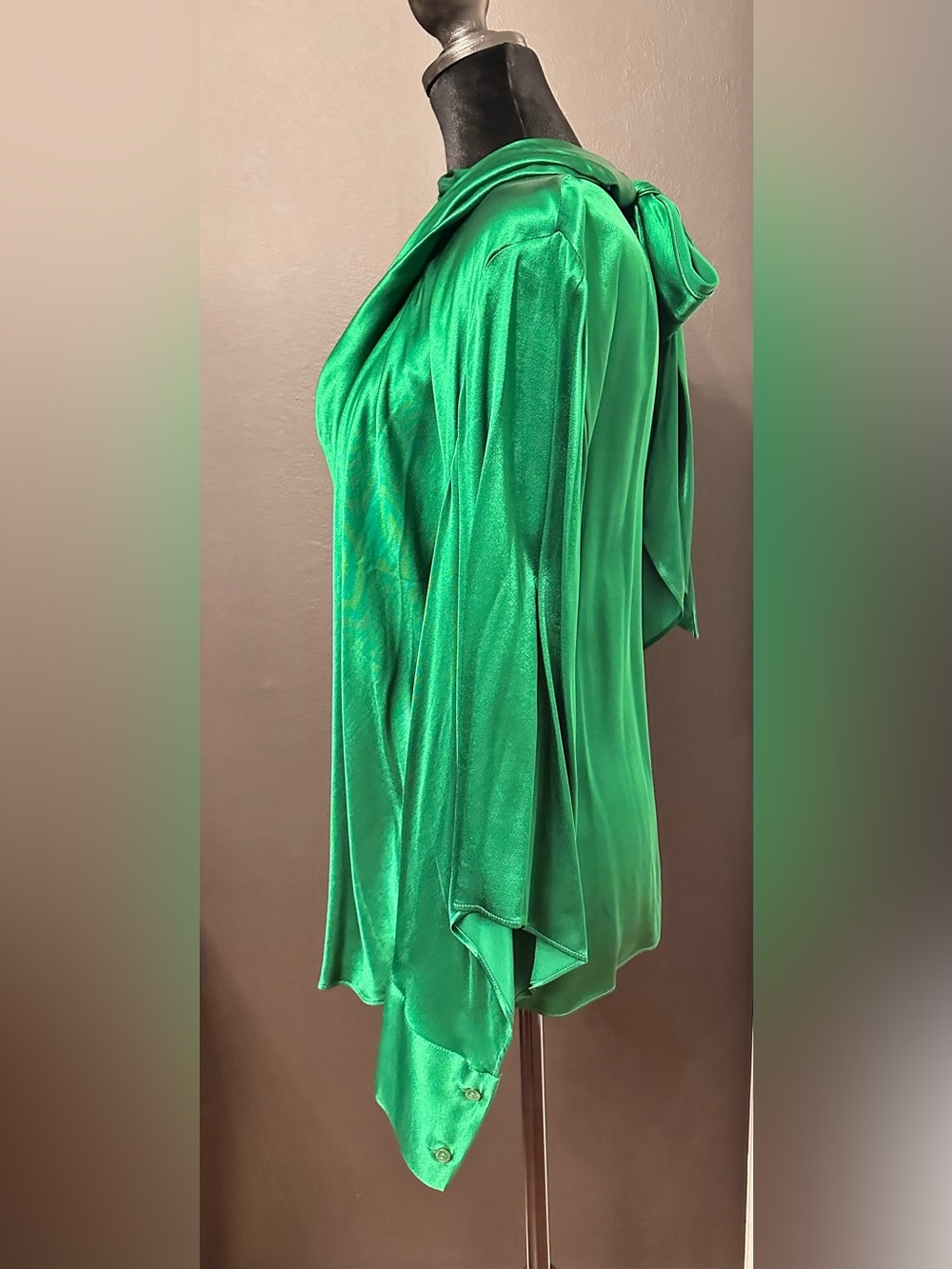 Zara Emerald Satin Blouse - Picture 3 of 7